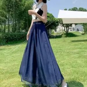 치마바지 빅사이 와이드팬츠 밴딩 쉬폰통바지 F006647