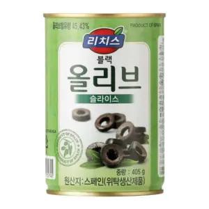 동서 리치스 블랙올리브 슬라이스 (405gx24개) 1BOX 올리브절임 피클 업소용반찬 햄버거 피자재료