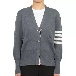 톰브라운 사선완장 브이넥 울 여성 가디건 미드그레이 FKC207A00014035 41253739