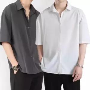 링클프리셔츠 남성 반팔셔츠 루즈핏 남방 캐주얼 정장셔츠