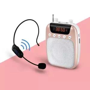 Coms 휴대용 무선 마이크 앰프 스피커 핑크 강의