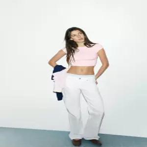 ZARA TRF 로우라이즈 와이드 레그 진 - 화이트 3607/122/250 723794