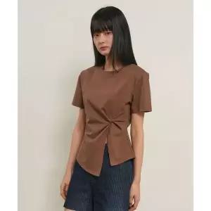 GENERALIDEA 숄더 패디드 트위스트 티셔츠 [BROWN] / GF2LTS523