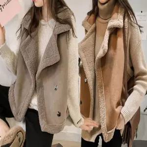 여성 더블 카라 페이크 퍼 무스탕조끼 베스트 쪼끼