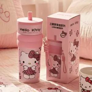 헬로키티 호피 프리미엄 스텐 텀블러 660ml -핑크 어린이물통 물병 집물병 보냉 보온 얼음안녹는 고급 귀여