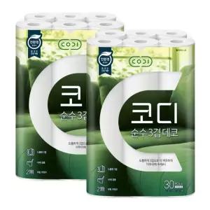 sh) 코디 순수 3겹 데코 화장지 30m 30롤 2개