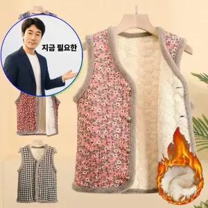 지금 필요한 기모조끼 꽃무늬 DD-12955 촌캉스 누빔