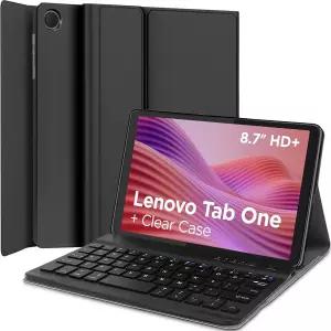 Lenovo Tab One 8.7 2025 태블릿(TB-305FU/TB-305XU)용 키보드가 포함된 Nanhent 케이스 슬림 PU 스탠드