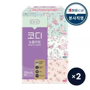 코디 뉴플라워 미용티슈 250매 x 6입 2팩