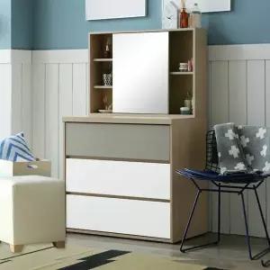 인터데코 화장대서랍장 83cm (3단서랍장+수납거울) TP375