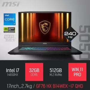 ⓒ MSI 소드 GF76 HX B14WEK-i7 QHD 32GB 512GB WIN11 / 17인치 사무 편집 고성능 게임 캐드 AI 노트북
