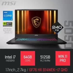 ⓒ MSI 소드 GF76 HX B14WEK-i7 QHD 64GB 512GB WIN11 / 17인치 사무 편집 고성능 게임 캐드 AI 노트북