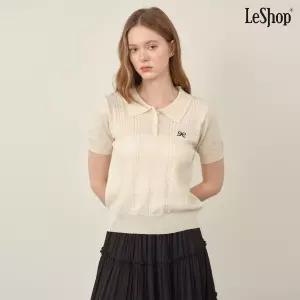 카라 하프 버튼 꽈배기 반팔 니트 DP2KT016A 887951