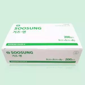 수성 접은거즈 5cmX5cmX8겹 200매 미용 면 거즈