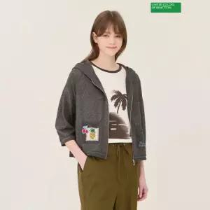 베네통 메쉬 자카드 크롭 니트 가디건 BAKCA5631