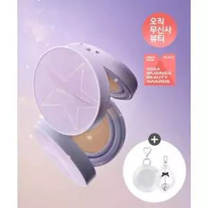 정샘물 JUNGSAEMMOOL 라벤더 에디션 에센셜 스킨 누더 쿠션 리필포함투명 원형 파우치 구슬키링 JSM_EDI01