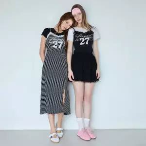 [롯데백화점]에고이스트 [BL] 배색 레이스 반팔 원피스 ES2OOP03