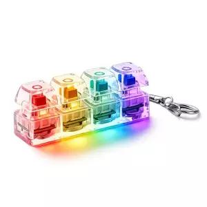 [꾸꾸까까]LED 키보드 키캡 4구 청축 딸깍이 키링(투명 화이트)