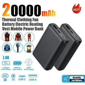 20000mAh 휴대용 발열 조끼 보조 배터리 7.4V 3A 충전식 박스 파워 팩 아이폰 및 용