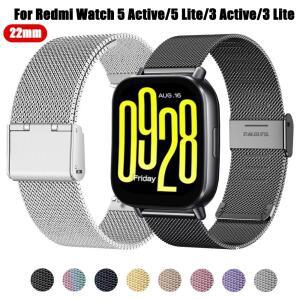 Redmi Watch 5 Active/5 Lite 용 22mm Milanese Stianless 스틸 스트랩 Xiaomi 3 Active/3Lite 팔찌 금속