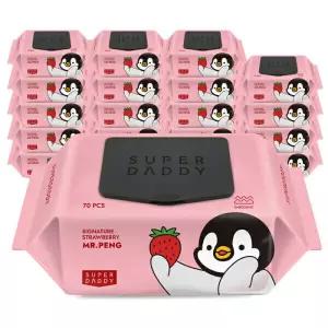 물티슈 70평량 슈퍼대디 미스터펭 딸기 70매 20팩