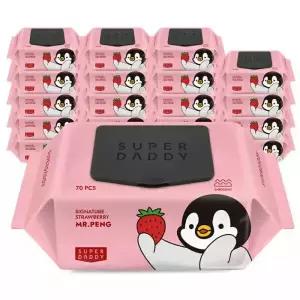 물티슈 70평량 슈퍼대디 미스터펭 딸기 70매 20팩