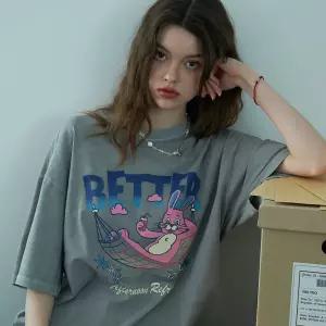 Better Hoppi 피그먼트 반팔티 고스트그레이