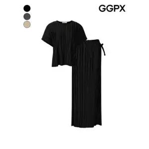 플리츠 반팔 블라우스 앤 팬츠 셋업 GQ4ST011F