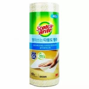 행주 물티슈 씻어쓰는행주 씻어쓰는 스카치브라이트 40매입-브라운(5257)