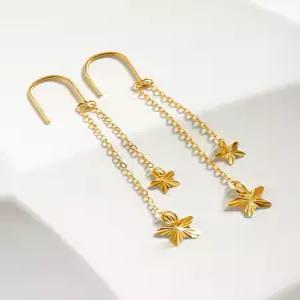 오벨리 24K 순금 썬라잇 더블 스타 별 드롭 두줄 귀걸이 여자친구 기념일 선물