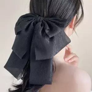 (올핀)빅사이즈 리본 헤어삔 집게핀 3단 펄 쉬폰