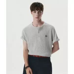 후아유 Waffle Henley Short SLEEVE T-shirt WHRAG3791U