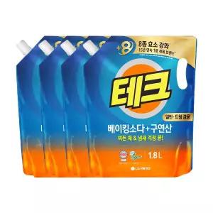테크 베이킹소다+구연산 액체세제 일반/드럼 겸용 1.8L 4개