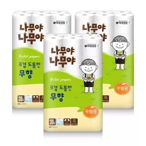 나무야나무야 3겹 도톰한 무향 30m 30롤 3개 4935499