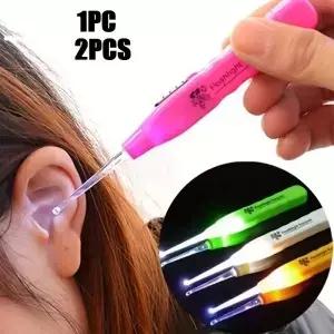 1/2PCS LED 조명 귀 스푼 가정용 빛나는 청소 도구 준설