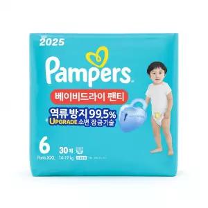 팸퍼스 2025 베이비드라이 팬티형 기저귀 6단계 30매 X 4팩