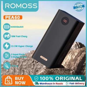 ROMOSS PEA60 22.5W 고속 충전 보조배터리, 60000mAh 휴대용 보조베터리 PD3.0 QC3.0 외장 배터리, 아이폰