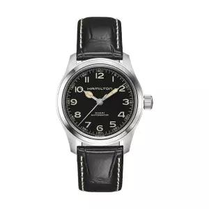 H70405730 카키 필드 머피 38mm 오토 남성 가죽 시계