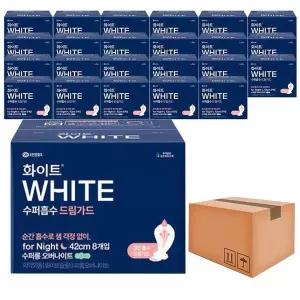 [화이트] 화이트 수퍼흡수 드림가드 42cm 수퍼롱 오버나이트 8Px24팩(1박스)