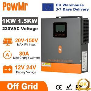 PowMr 1000W 하이브리드 태양광 인버터 12V 순수 사인파 MPPT 80A 충전기 포함 듀얼 출력