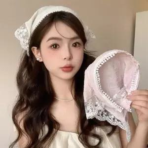 레이스 두건 스타일 머리띠 웨딩헤어액세서리 엔틱헤어밴드 프릴헤어밴드