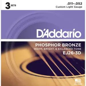 D'Addario 다다리오 EJ26-3D 통기타줄 3세트 Phosphor Bronze Custom Light (011-052)
