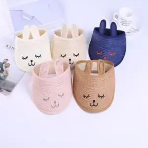 아동 토끼 돌돌이 밀집 모자/썬캡/밀짚/유아