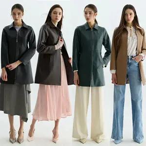 [헤스티지]26FW 여성 램스킨 셔츠카라 가죽코트