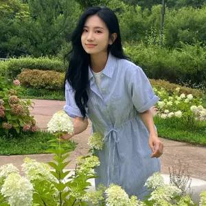 랩 L사이즈 추가 스트라이프 셔츠 롱 원피스 AS2WO591