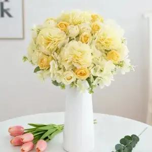 실크 인공 꽃 카네이션 로즈 웨딩 화환 신부 꽃다발 홈 룸 축제 야외 정원 마당 Diy 선물 상자 장식