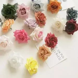 10개 6cm 인조 장미꽃 머리 DIY 선물 상자 스크랩북 장식 웨딩 신부 손목 꽃 장미