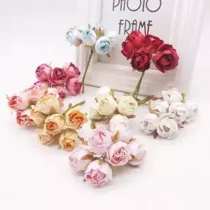 DIY Scrapbooking 수제 꽃 공에 대 한 6 개/몫 미니 실크 인공 장미 꽃다발 웨딩 장식 종이