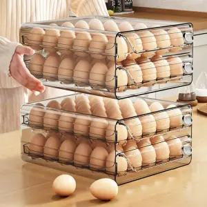 투명 서랍식 계란 보관함 트레이 정리 2단