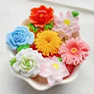 10PCS 활기찬 수지 해바라기 장미 꽃 스크랩북 웨딩 장식 및 DIY 쥬얼리 액세서리 만들기에 대 한 연꽃